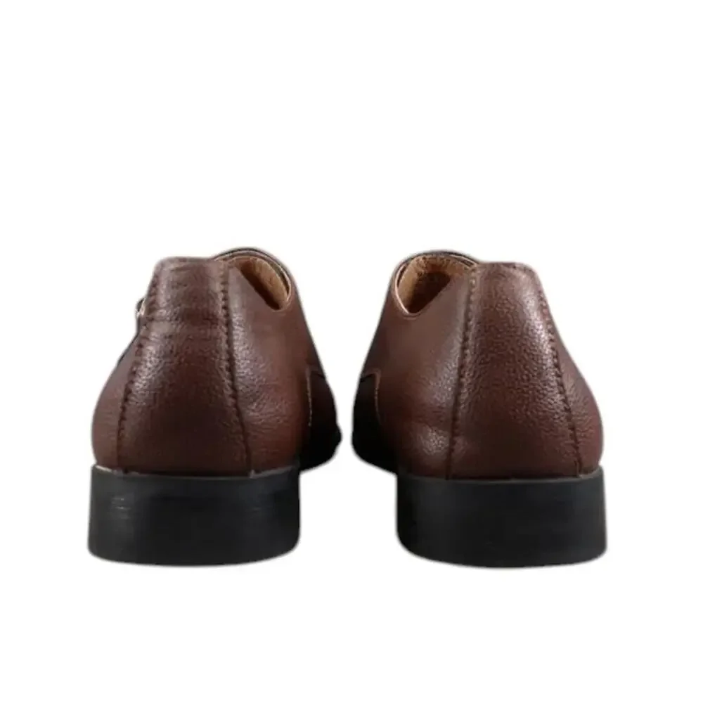 Madden Shoe Men 8.5 Oxford Double Monk Strap Buckle Cap Toe Classic Formal Brown